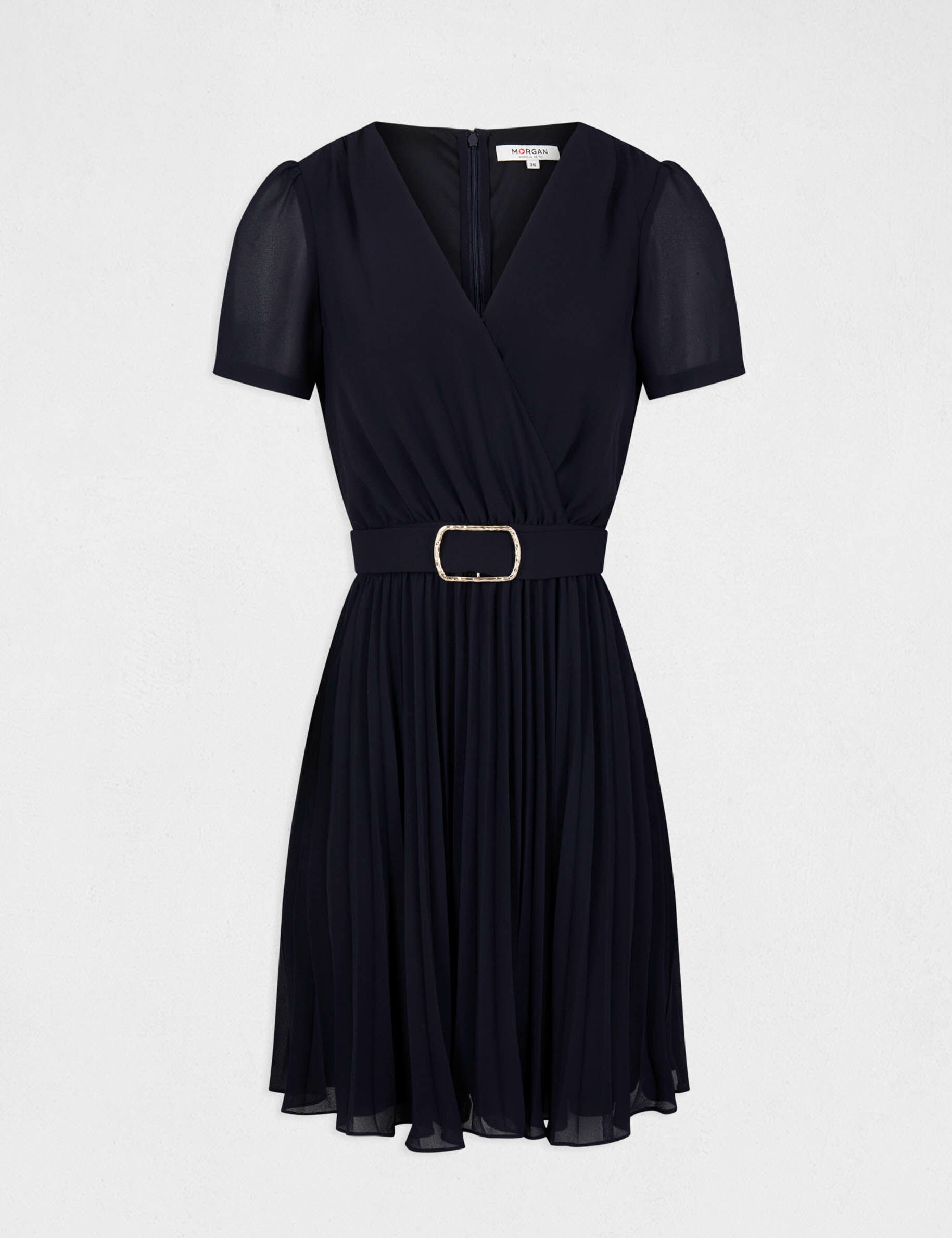 Robe patineuse bas plissé marine femme - marine
