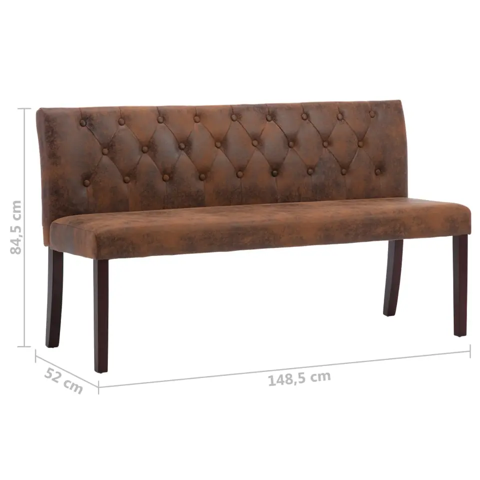 vidaXL - Bank - Bruin - Suède - 148.5 cm