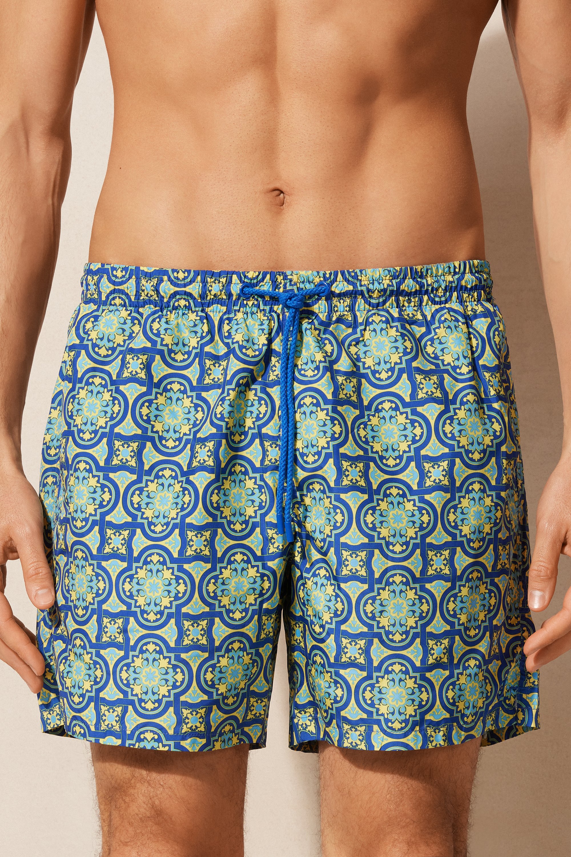 Maiô boxer amarelo com estampa Majólica