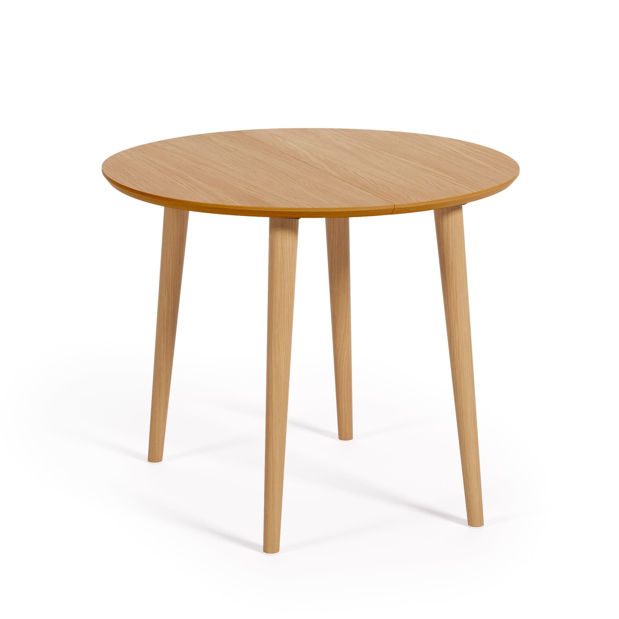 Kave Home - Oqui uitschuifbare ronde tafel van MDF in eikenfineer met