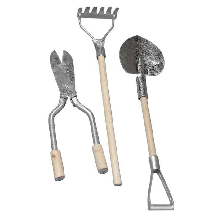 3 mini outils de jardin métal-bois 9-13 cm Rayher