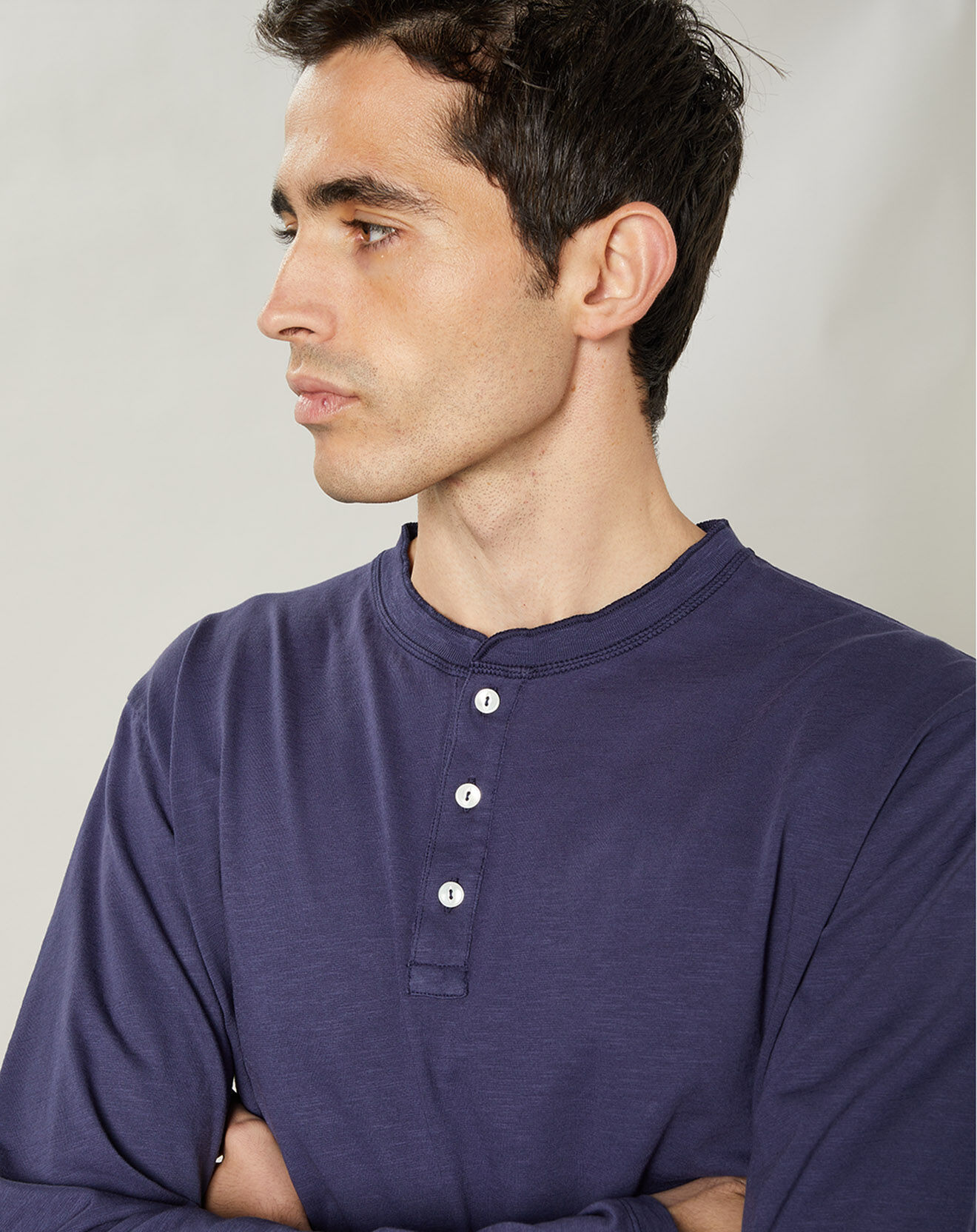 Hartford T-Shirt Henley bleu