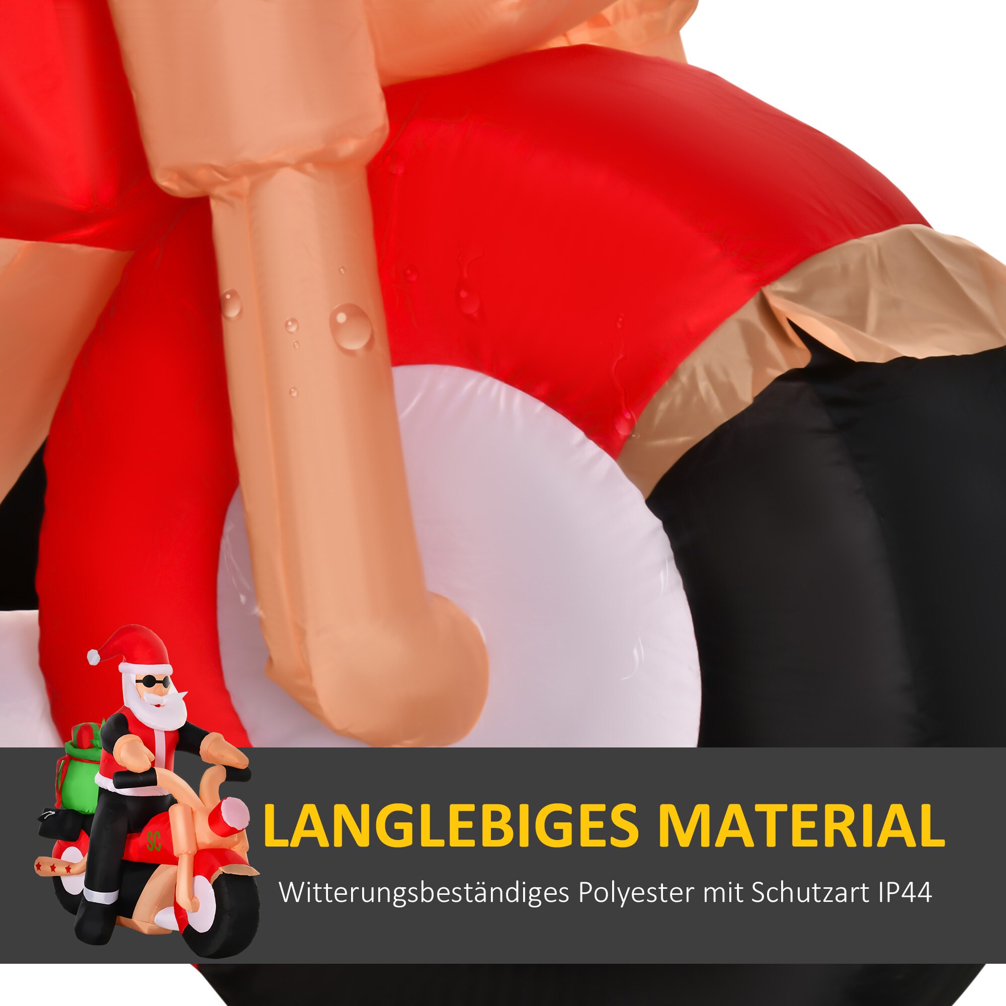 HOMCOM Aufblasbarer Weihnachtsmann mit Gebläse und LED-Licht bunt 153B x 55T x 150H