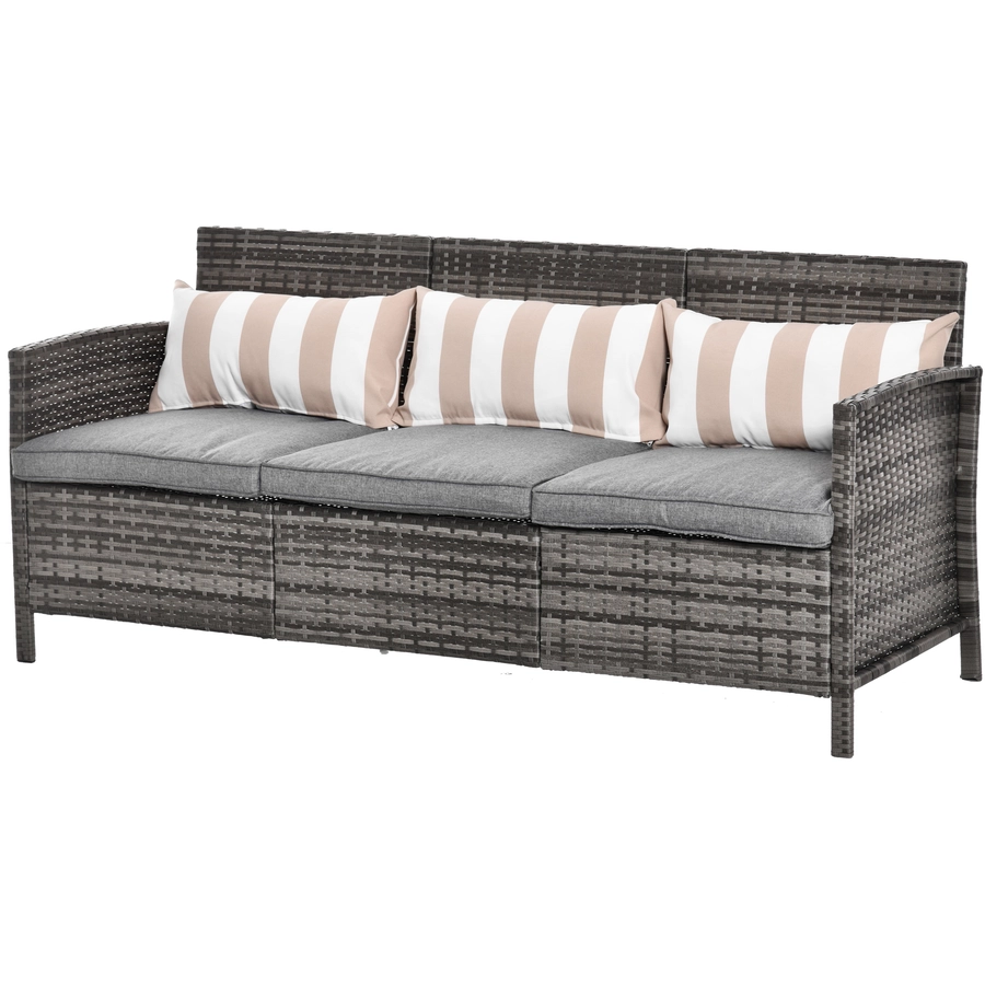 Outsunny Rattan Loungesofa als 3-Sitzer grau