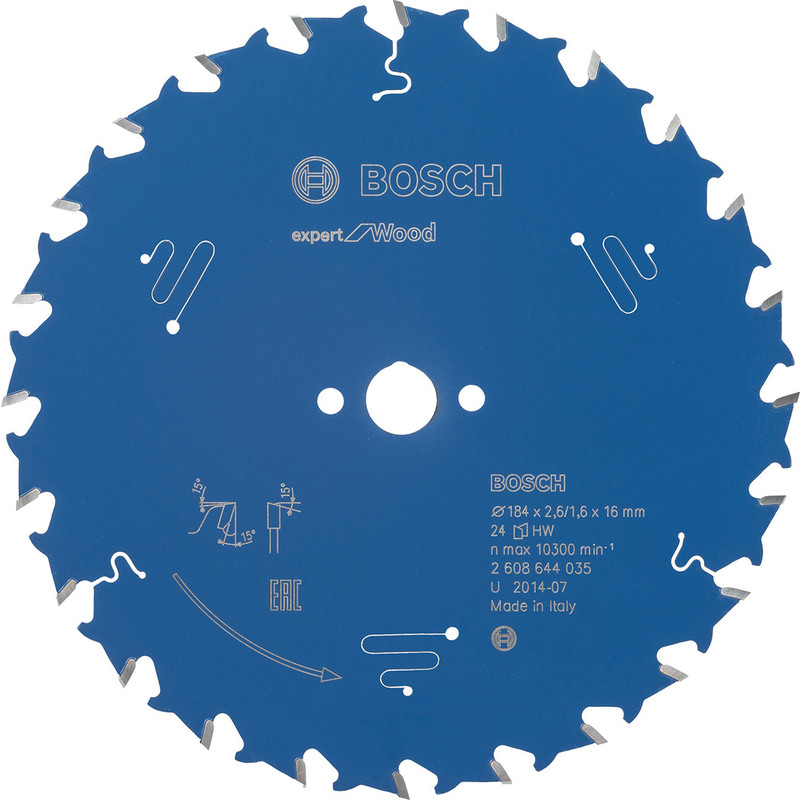 Bosch Expert For Wood cirkelzaagblad 184x16x2,6mm 24T*