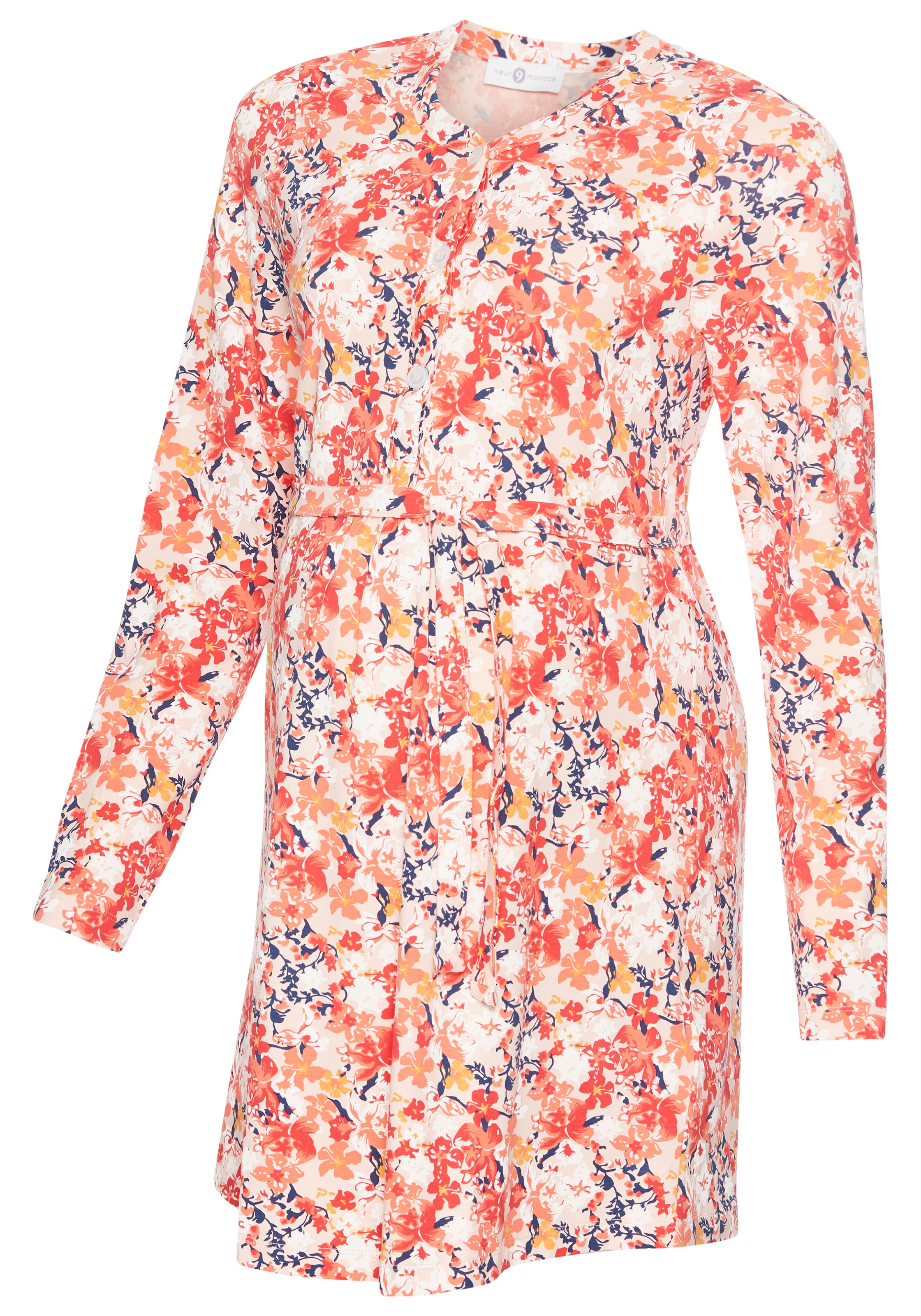 Neun Monate Umstandskleid »Kurzes Schwangerschafts-Kleid mit Knopfleiste, Minikleid« Shirtkleid mit tiefer Knopfleiste, ideal zum Stillen