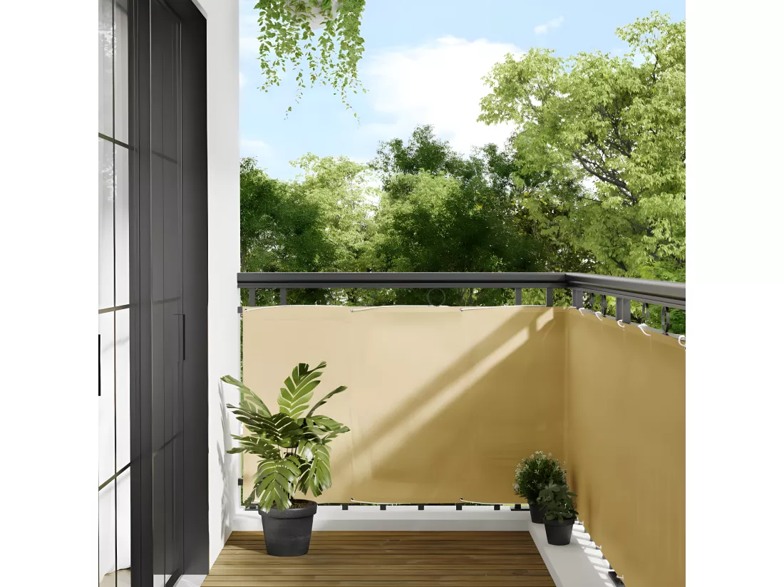 Écran de balcon sable 90x500 cm 100% polyester oxford