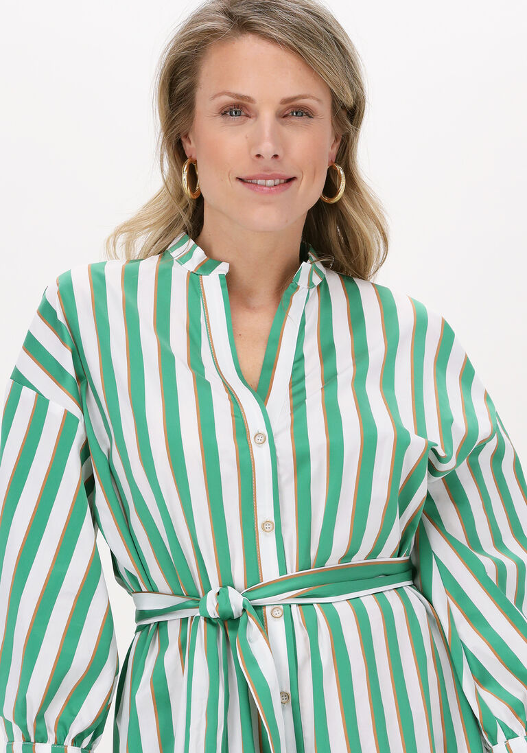 ACCESS groene access midi jurk striped shirt dress