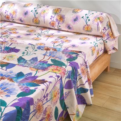 Linge de lit fleurs multicolores