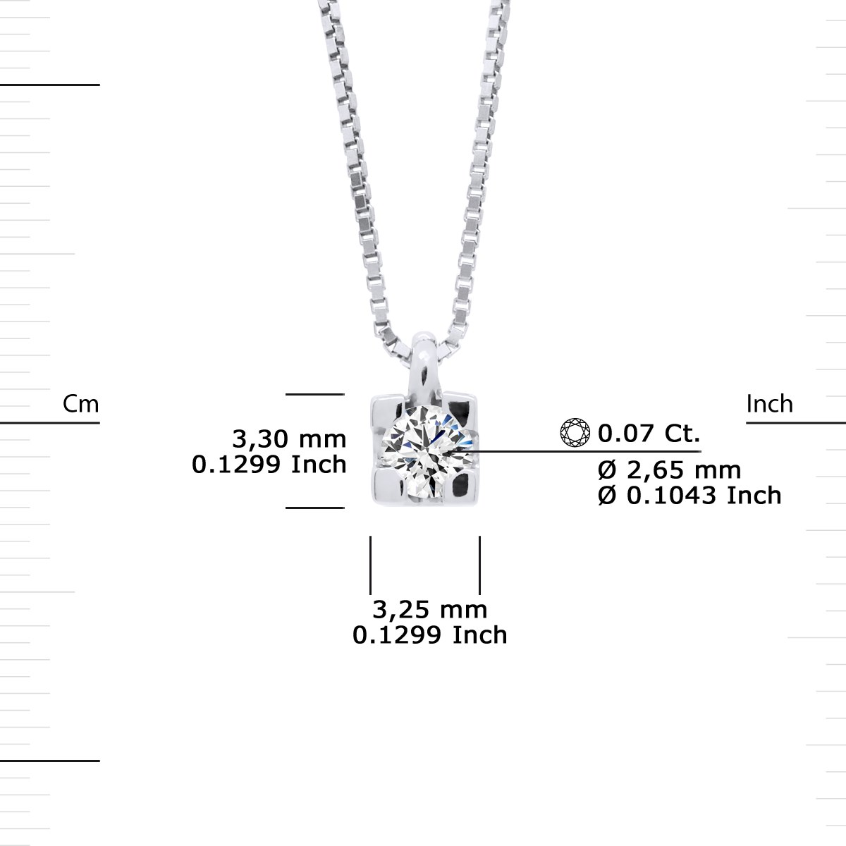 Collier Solitaire Diamant 0,070 Cts Or Blanc 18 Carats