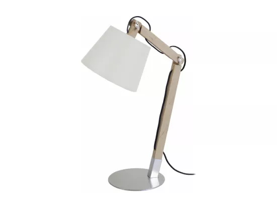 Lampe de bureau articulé bois aluminium,naturel 68 cm.