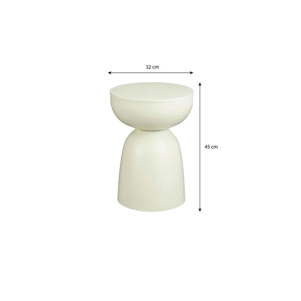 Mica Decorations Elliot Bijzettafel - H45 x Ø32 cm - IJzer - Off-white
