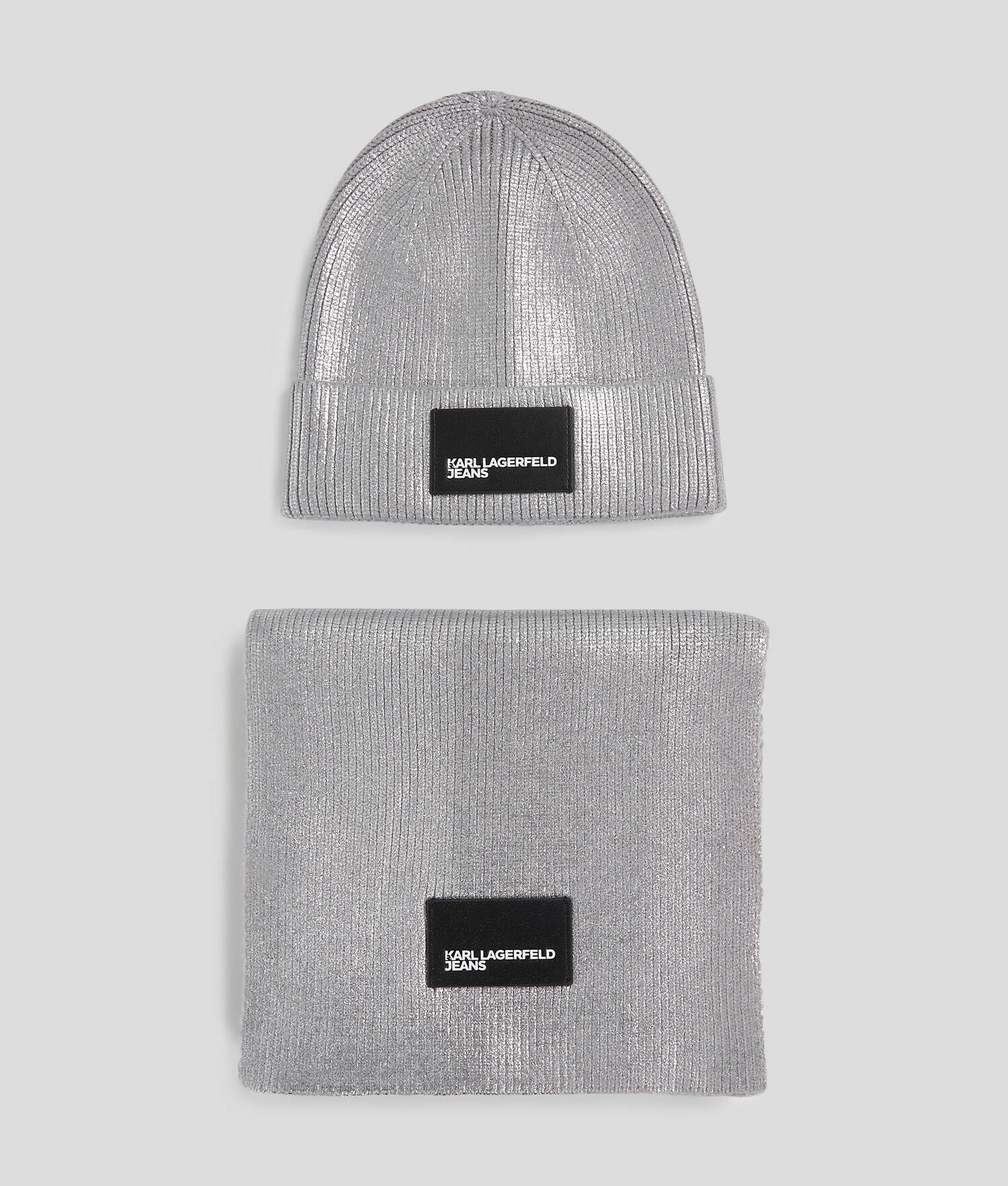COFFRET-CADEAU BONNET ET ÉCHARPE MÉTALLISÉS - Acier