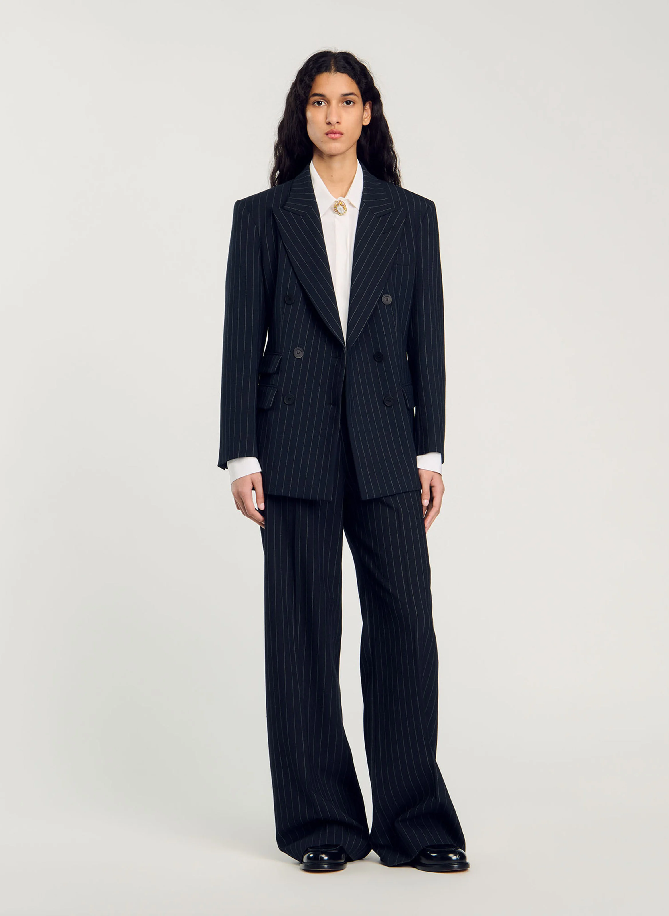 Veste tailleur rayée | Noir