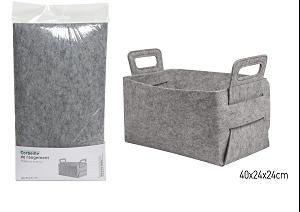 CORBEILLE RANGEMENT FEUTRINE GRIS CLAIR TAILLE L