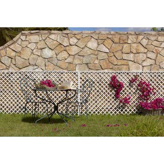 Treillis fixe (48mm) en PVC, blanc - l.200 x H.100 cm