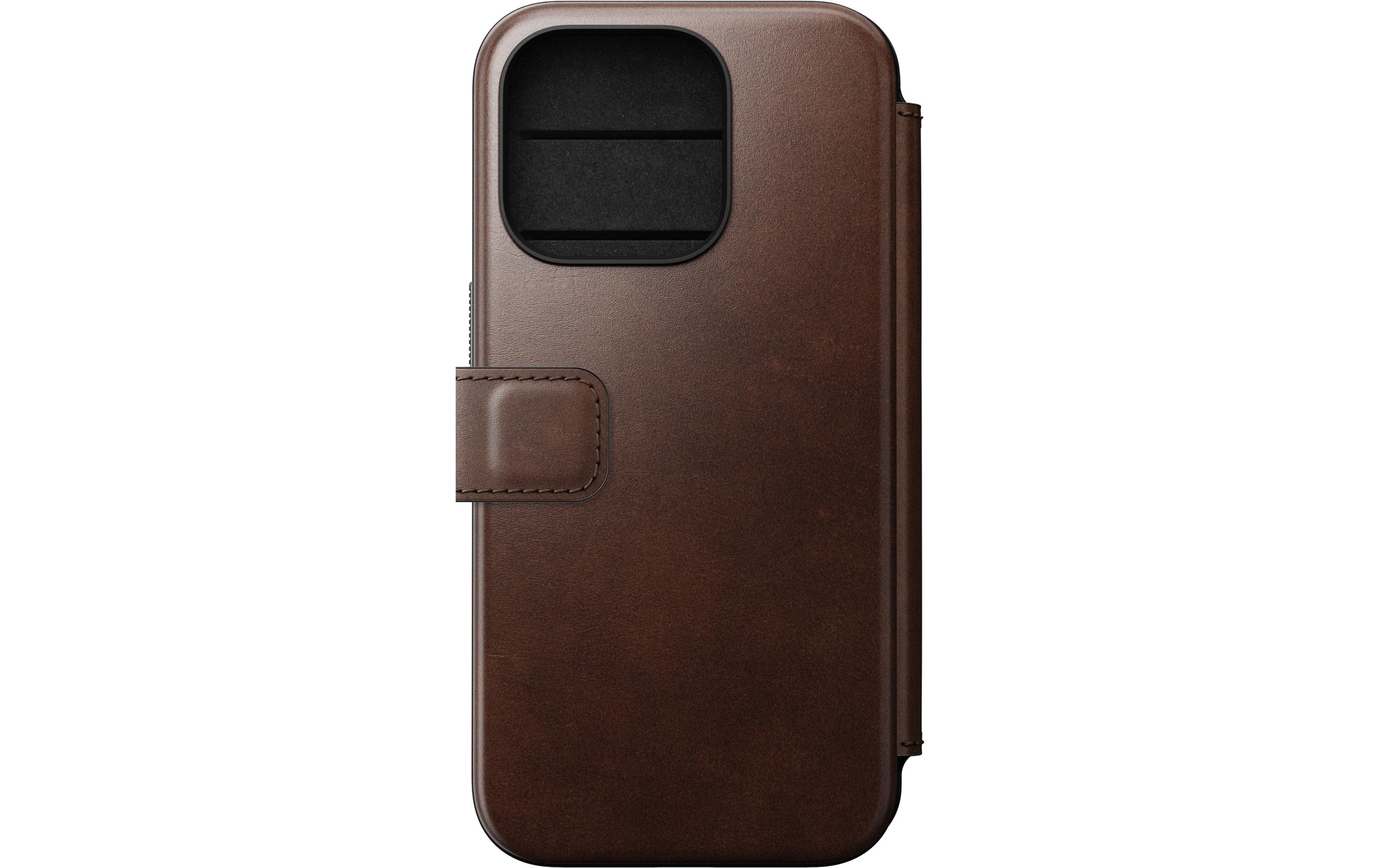 Modern Horween Leather Folio iPhone 15 Pro RostbraunModernes Horween-Leder Folio für das Apple iPhone 15 Pro