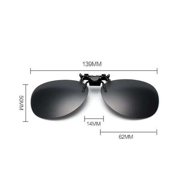 Clip-on aviatorsolbriller med sort glas og UV400-beskyttelse