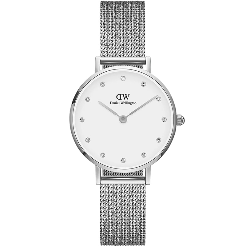 Montre à quartz - Acier inoxydable, argent & cristaux - Femme