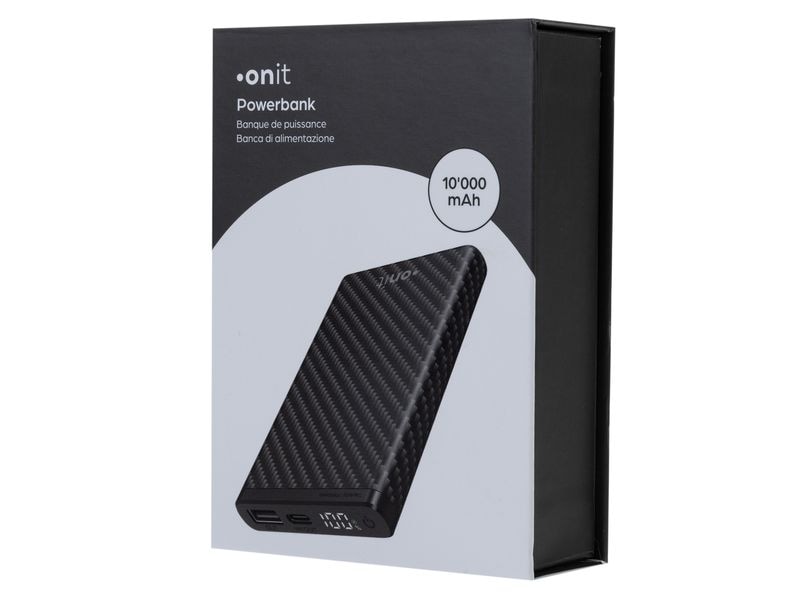 onit Powerbank Carbon 10000 mAh PD Kompakte und robuste Powerbank für den Outdoor-Einsatz