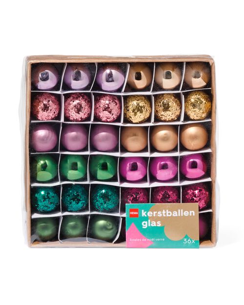 36 mini boules de Noël Ø2cm verre
