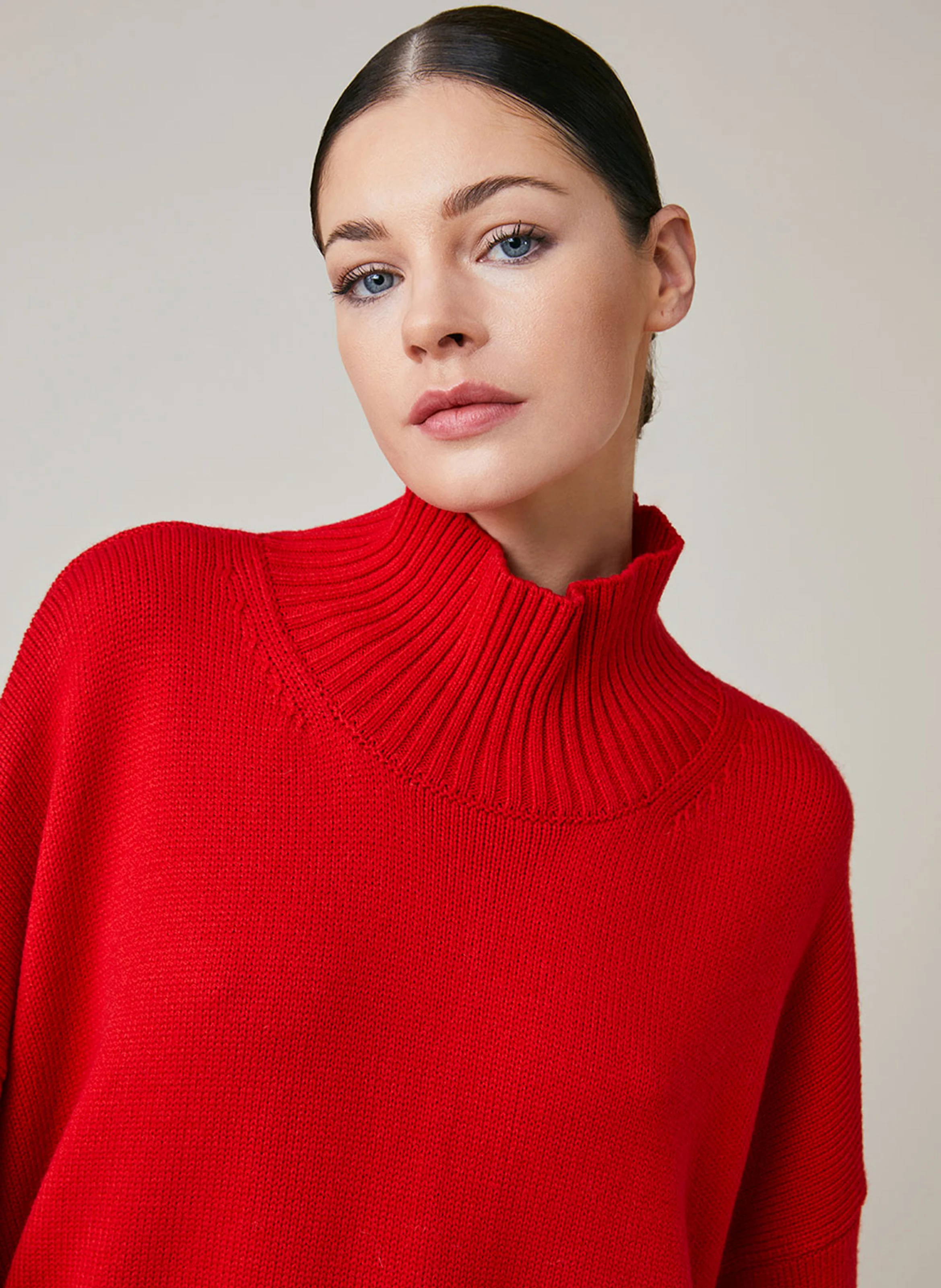 ENOCE - Pull oversize à col montant | Rouge