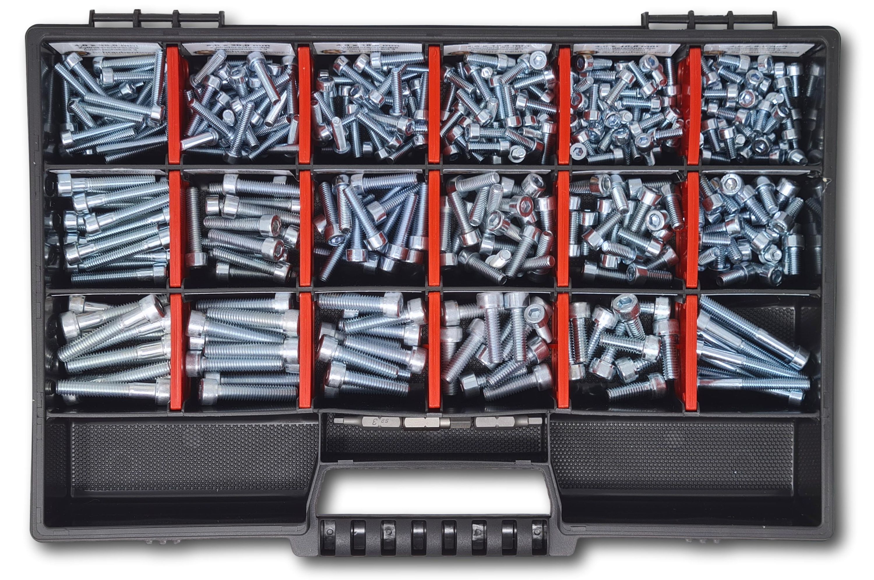 Zylinderkopfschrauben Sortiment M4-M5-M6 // 8mm-40mm 375 tlg. Schraubenbox DIN 912/ISO4762 Bolzen Vollgewindeschrauben Maschinenschrauben Gewindeschrauben Zylinderkopfschrauben