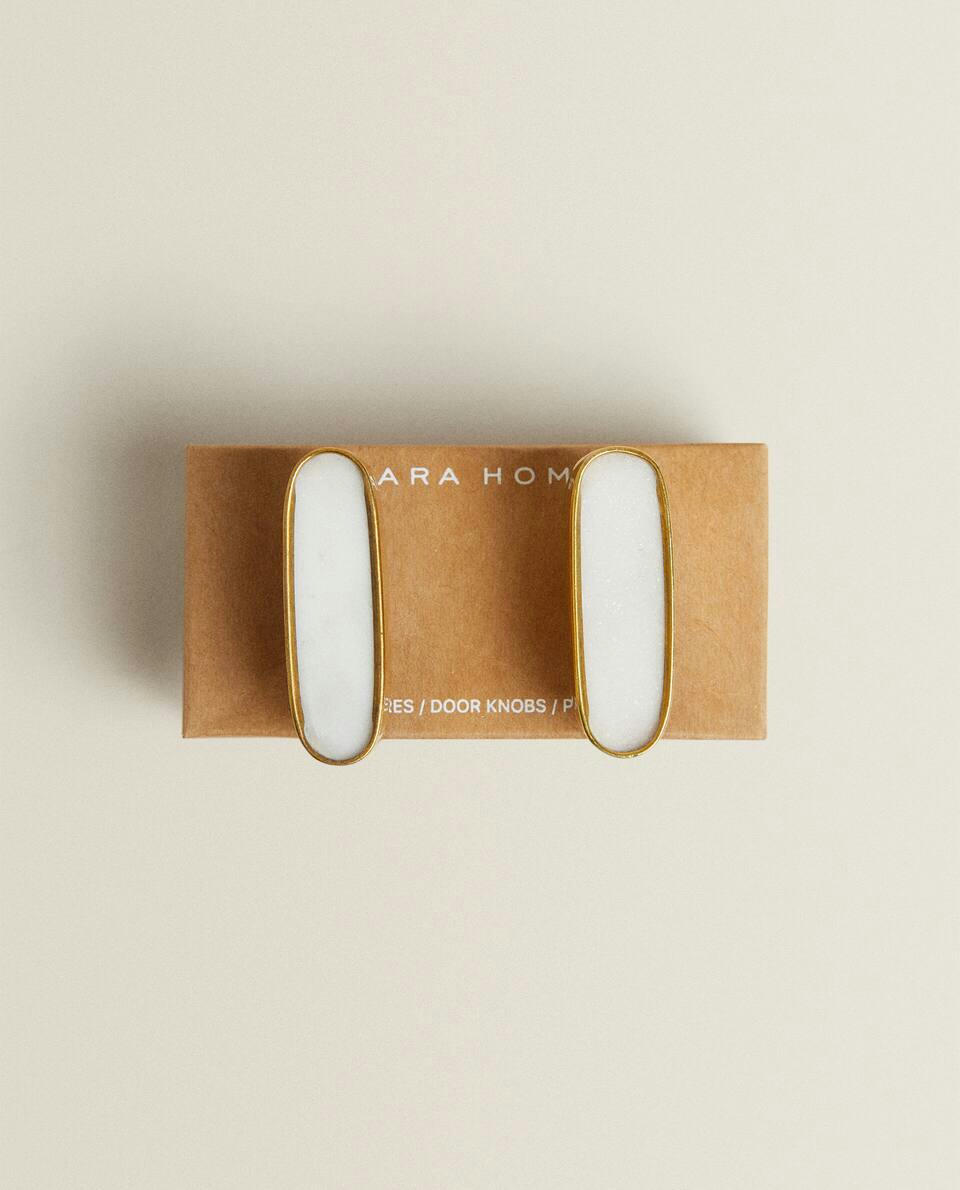 Puxador de porta oval de mármore (pacote com 2)