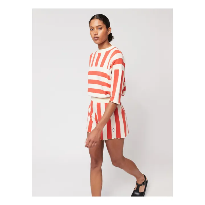 Bobo Choses Short Maille Rayures Coton Bio - Collection Femme  | Rouge