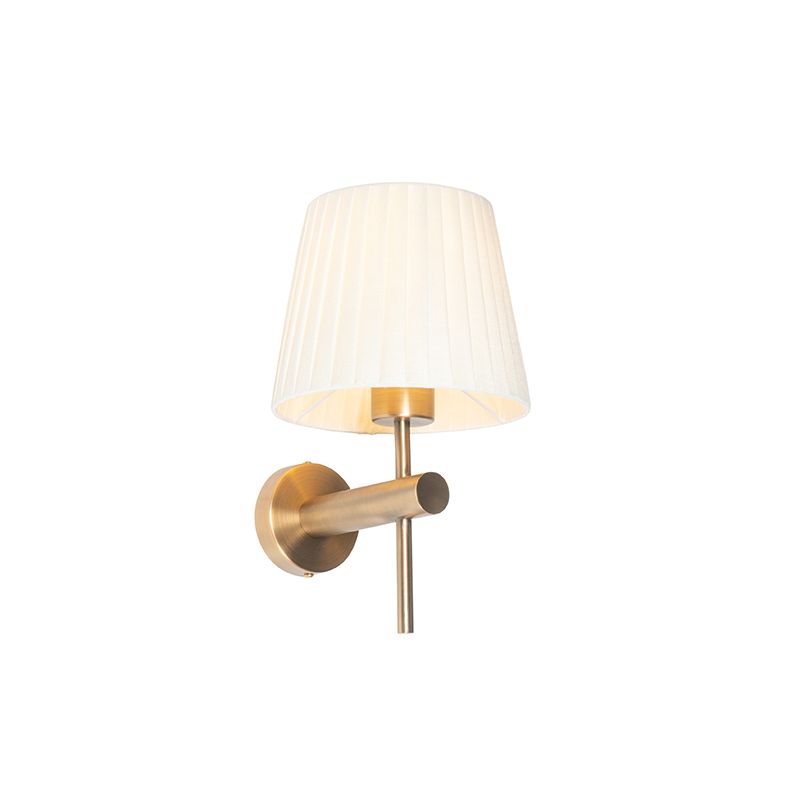 Moderne wandlamp brons met witte kap - Pluk