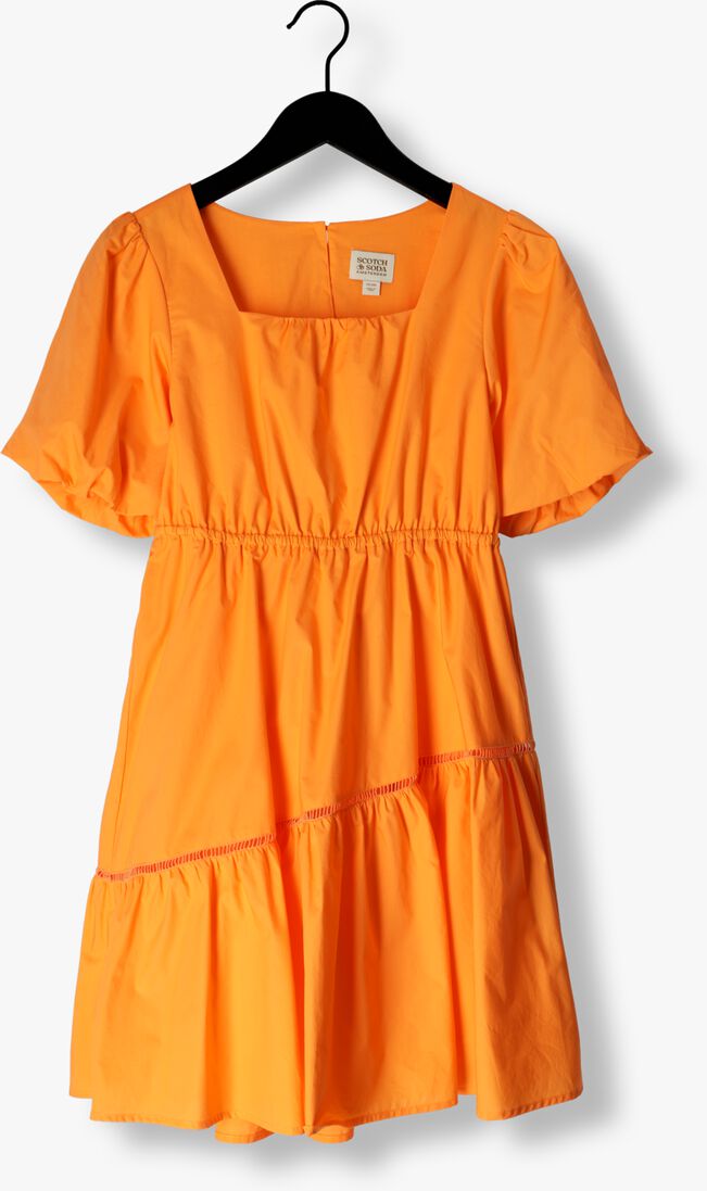 SCOTCH & SODA oranje scotch & soda mini jurk voluminous tape detail dress