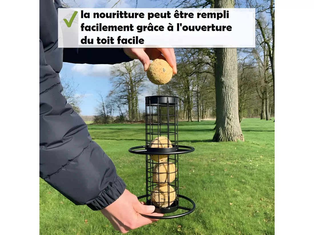Mangeoire oiseaux extérieur à suspendre pour oiseaux sauvages pour jardin balcon Distributeur de nourriture«34717 Nourri-Silo»