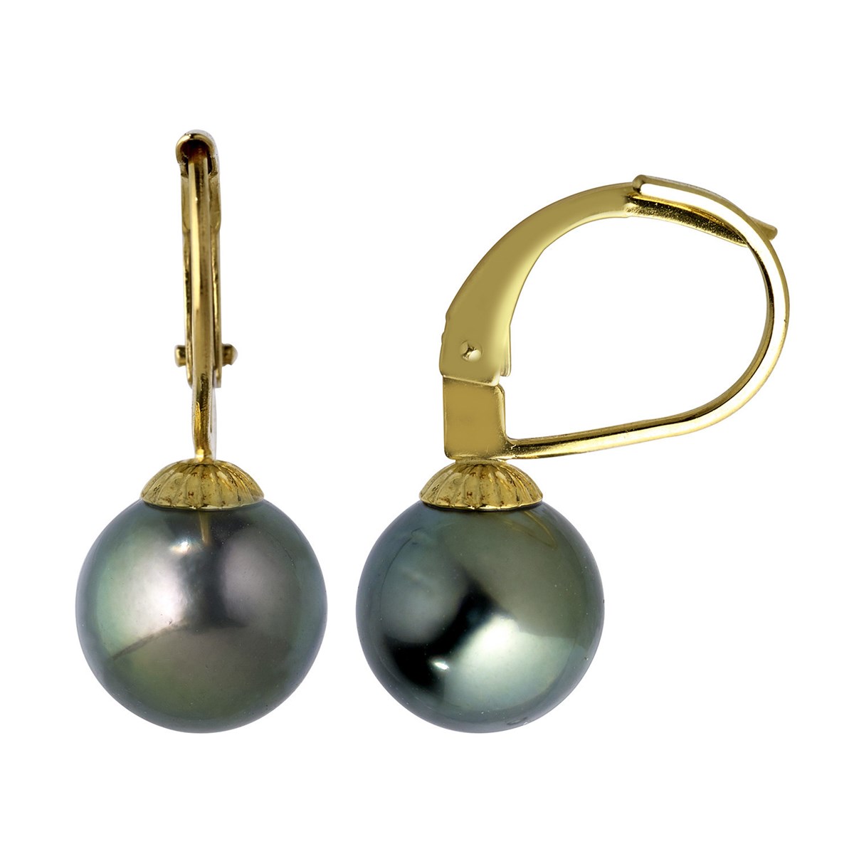 Boucles d'oreilles dormeuses or perles de Tahiti8/9 mm