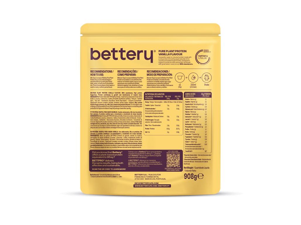 PROTEINA VEGAN BETTERY BAUNILHA 908G