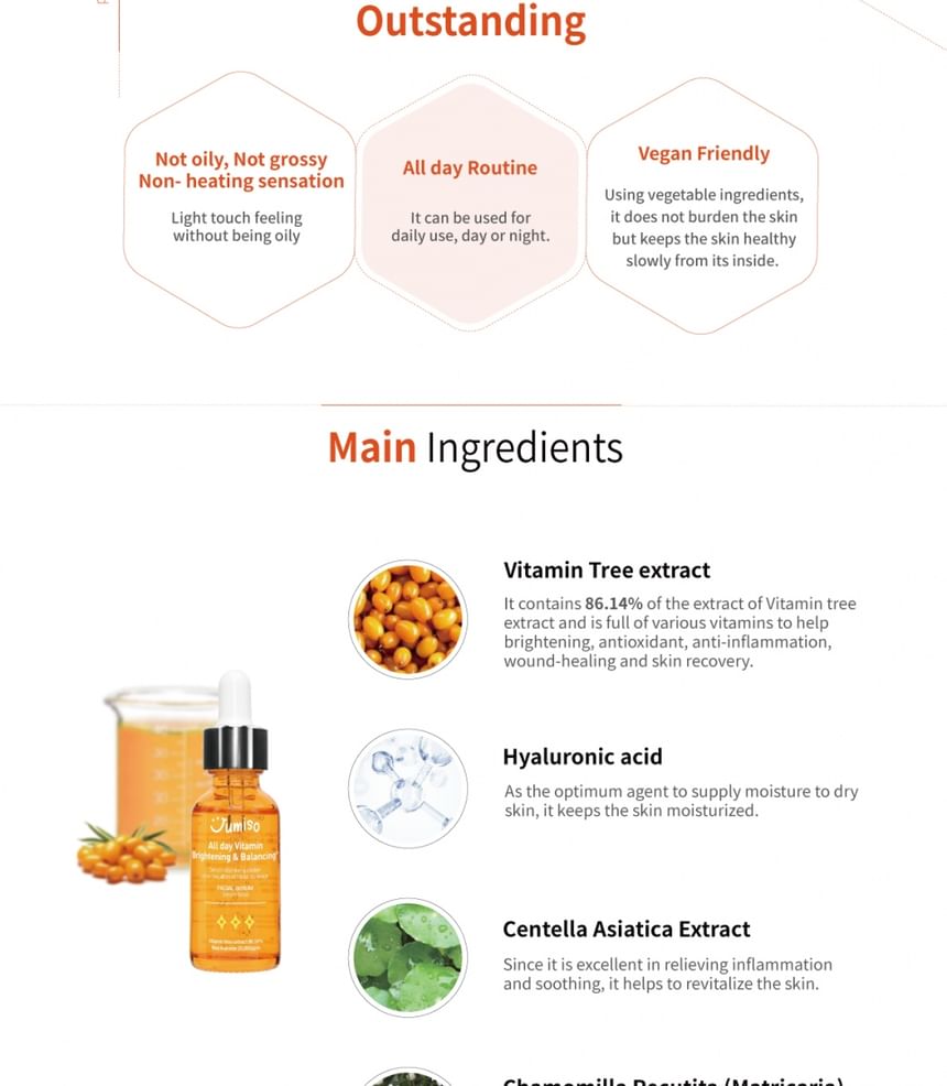 JUMISO - Vitamine-verhelderend en balancerend gezichtsserum voor de hele dag