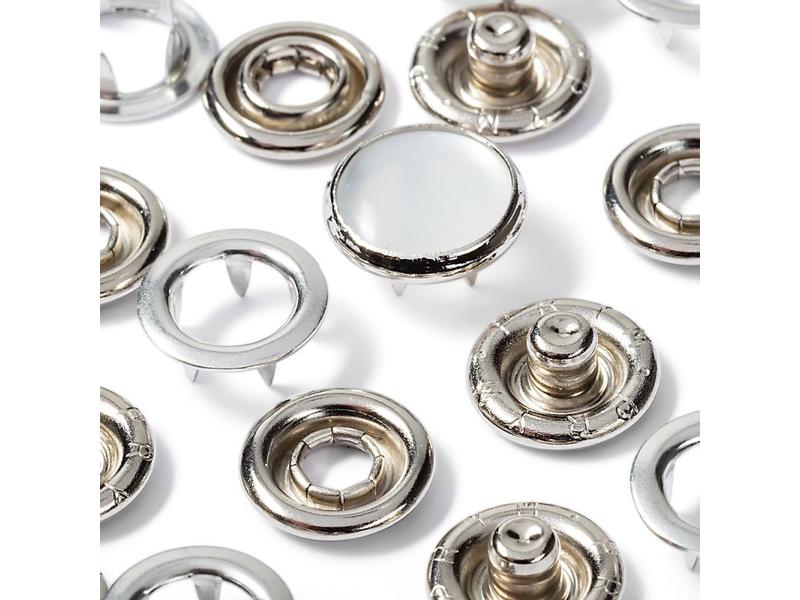 Prym Druckknöpfe Jersey Kappe Weiss, 12 mm, 6 Stück Nähfreie Druckknöpfe zum Nachfüllen