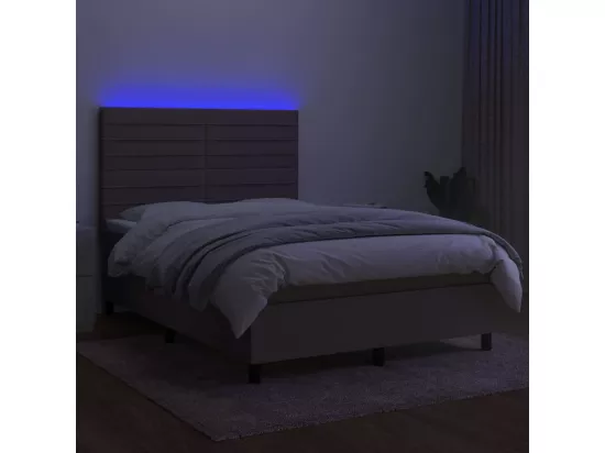 Sommier tapissier avec matelas et LED Taupe 140x190 cm Tissu