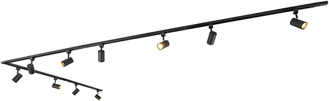 QAZQA - Modern Modernes 1-Phasen-Schienensystem Komplettset I Spotlight I Deckenspot I Deckenstrahler I Strahler mit 10 Spot I Spotlight I Deckenspot I Deckenstrahler I Strahler I Lampe I Leuchtes sch