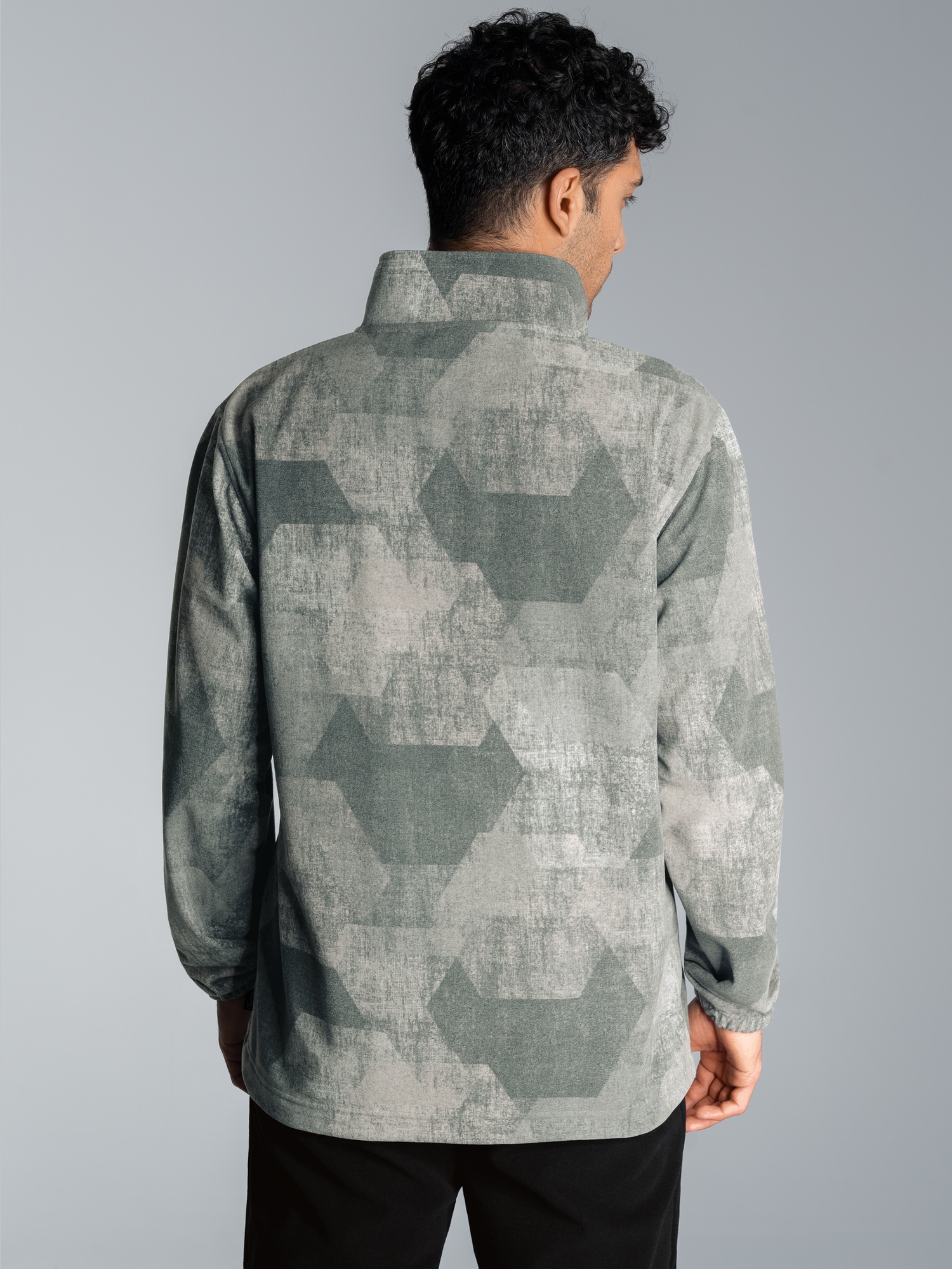 Fleecejacke mit Allover-Print Anthrazit