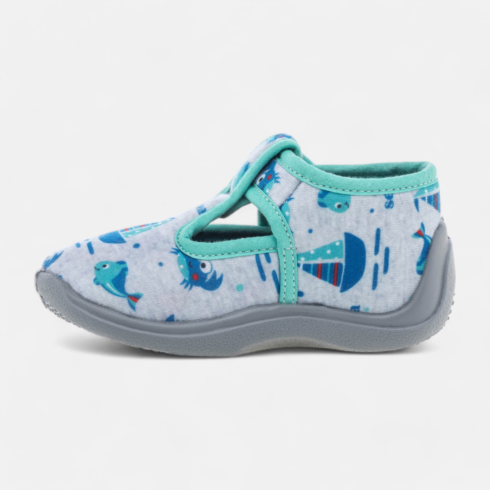 Pantoufles attaches velcros Bébé garçon gris