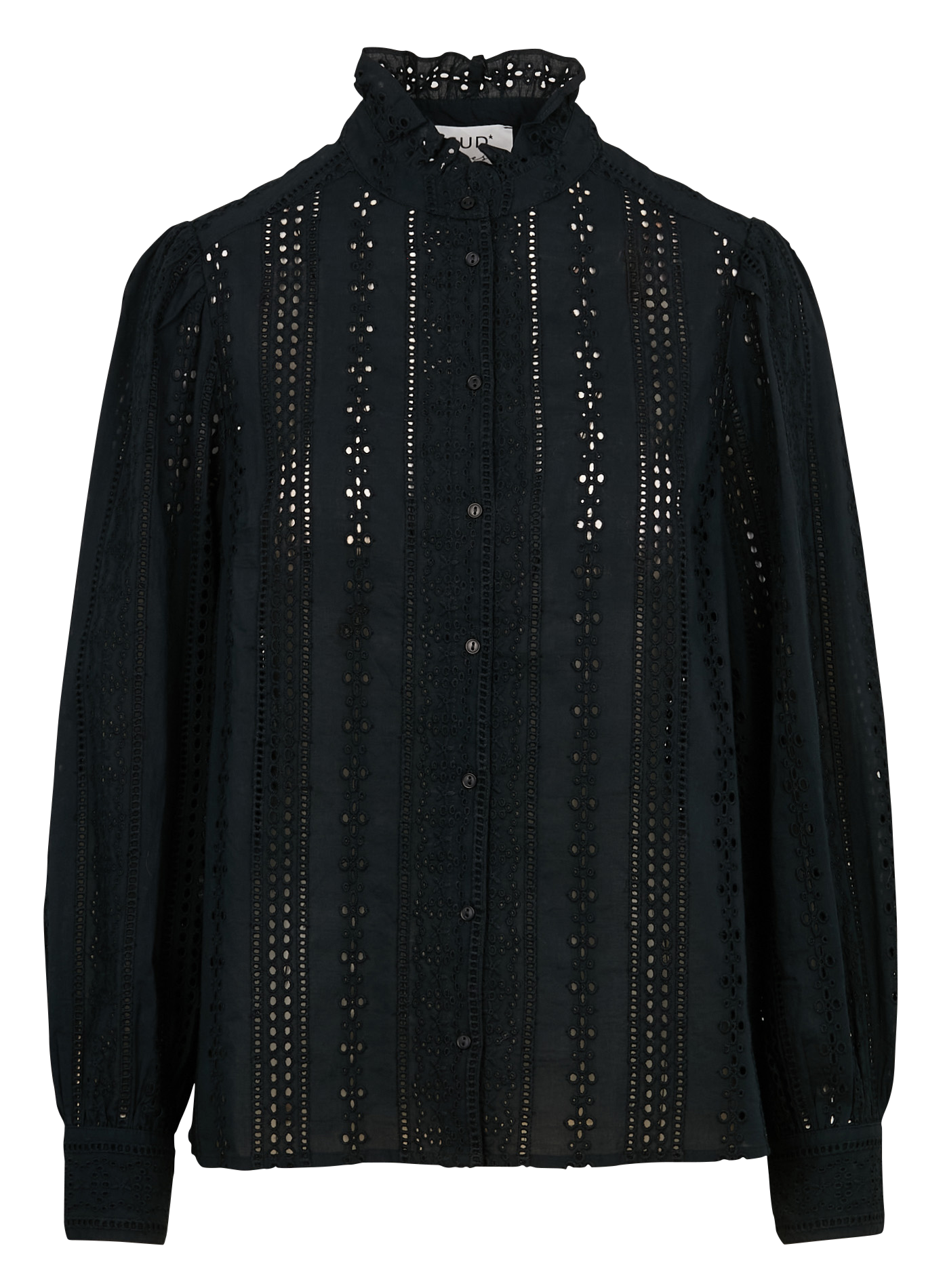 CALEMA - Blouse à broderie anglaise en coton | Noir