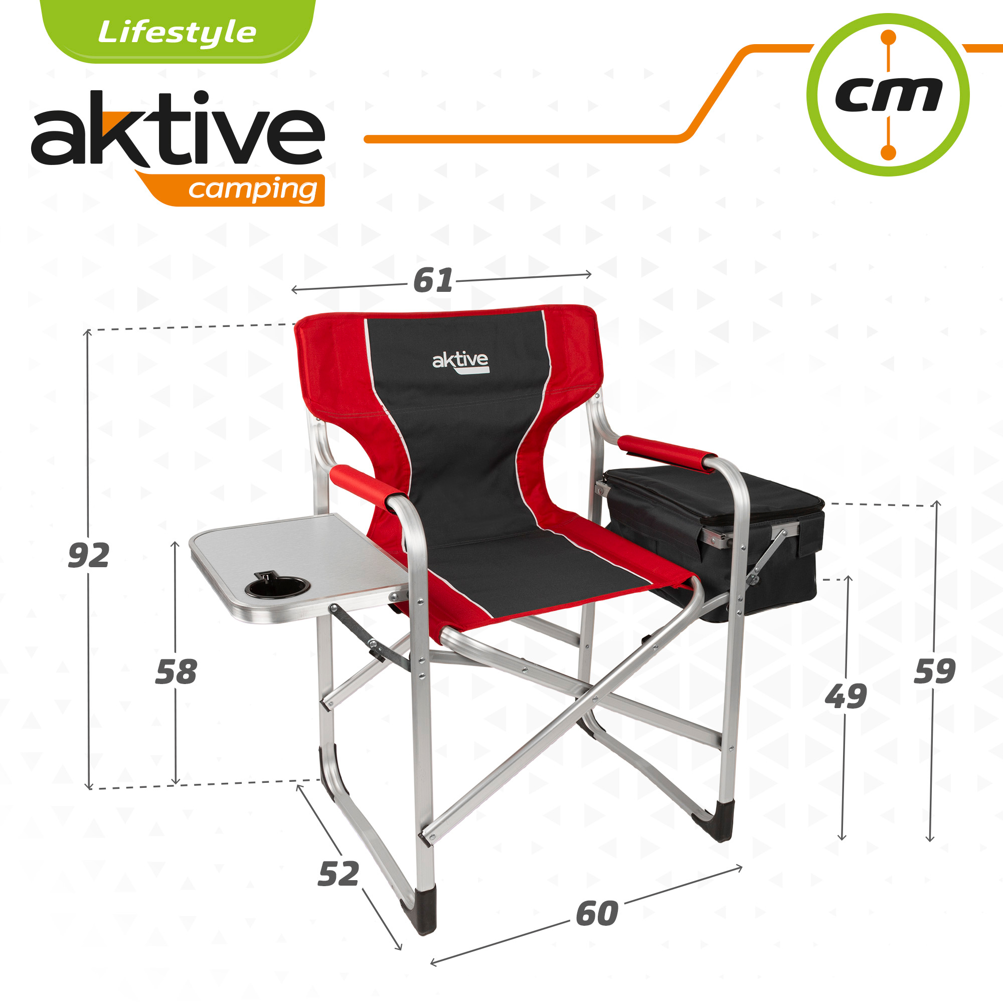 Cadeira de camping Aktive Director com mesa e bolsa térmica