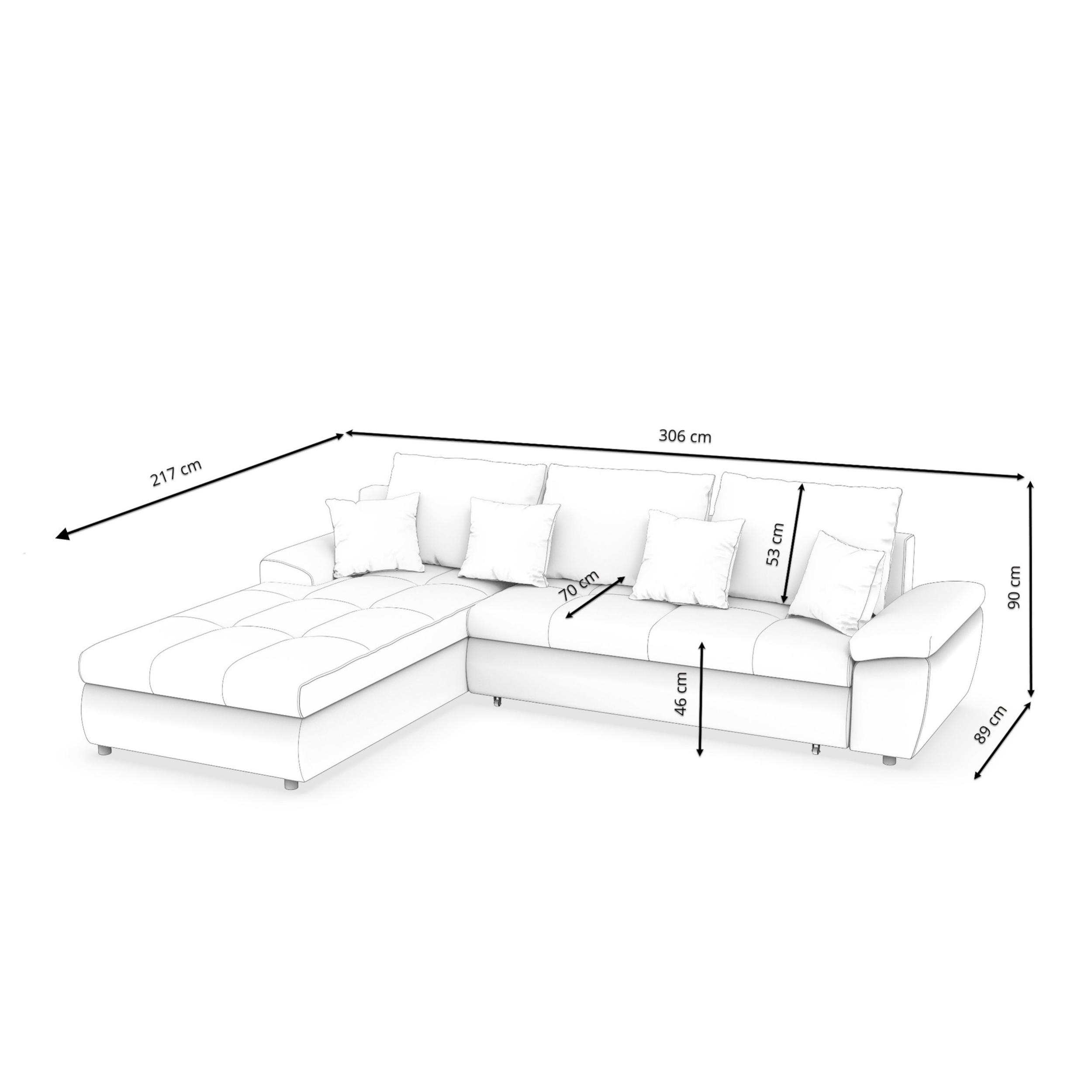 Ecksofa mit Schlaffunktion BRYNN links grau