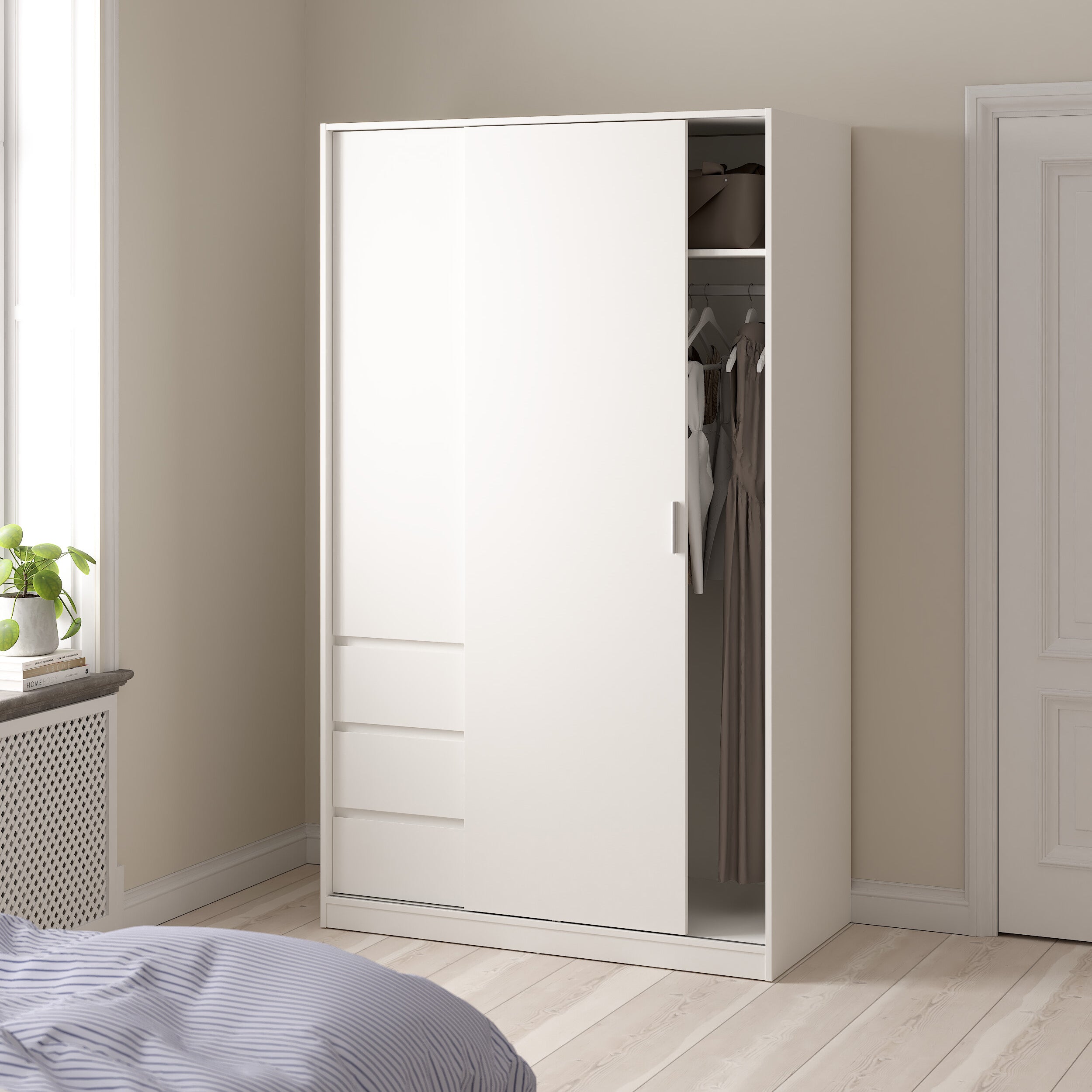 by fonQ basic Slide Kledingkast - B 118,5 cm - Wit