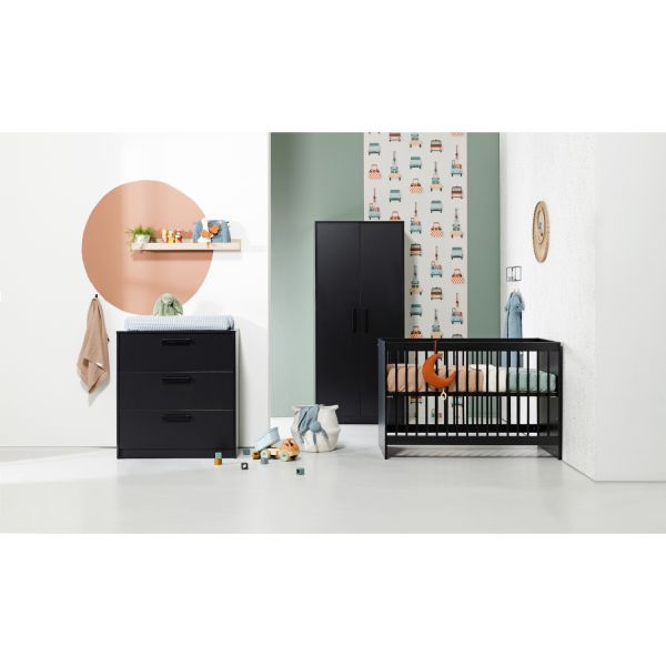 Europe Baby Nova Babykamer Zwart | Bed 60 x 120 cm   Commode   Kast