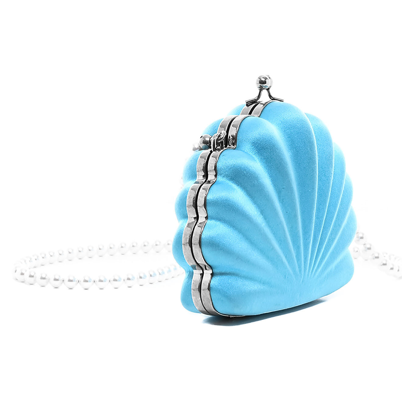 Balenciaga Minaudière bandoulière Coquillage en Toile Perles bleue - Neuf avec étiquette - L.16 cm