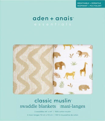 Aden + Anais Esse  Bomullsmusselin Svøpetepper 2-Pack, Tanzania