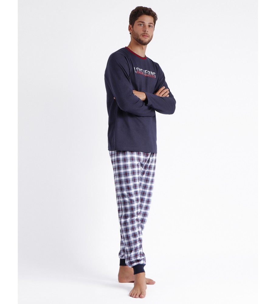 Pijama Lois de manga comprida, jeans e jaquetas azul marinho