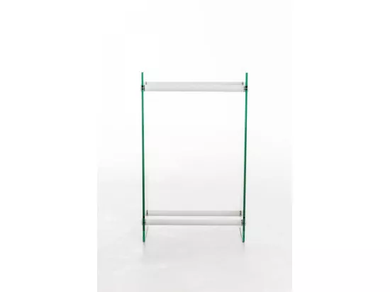Etagère bois de cheminée - Verre - 35x80x60 cm - Blanc - Dacio