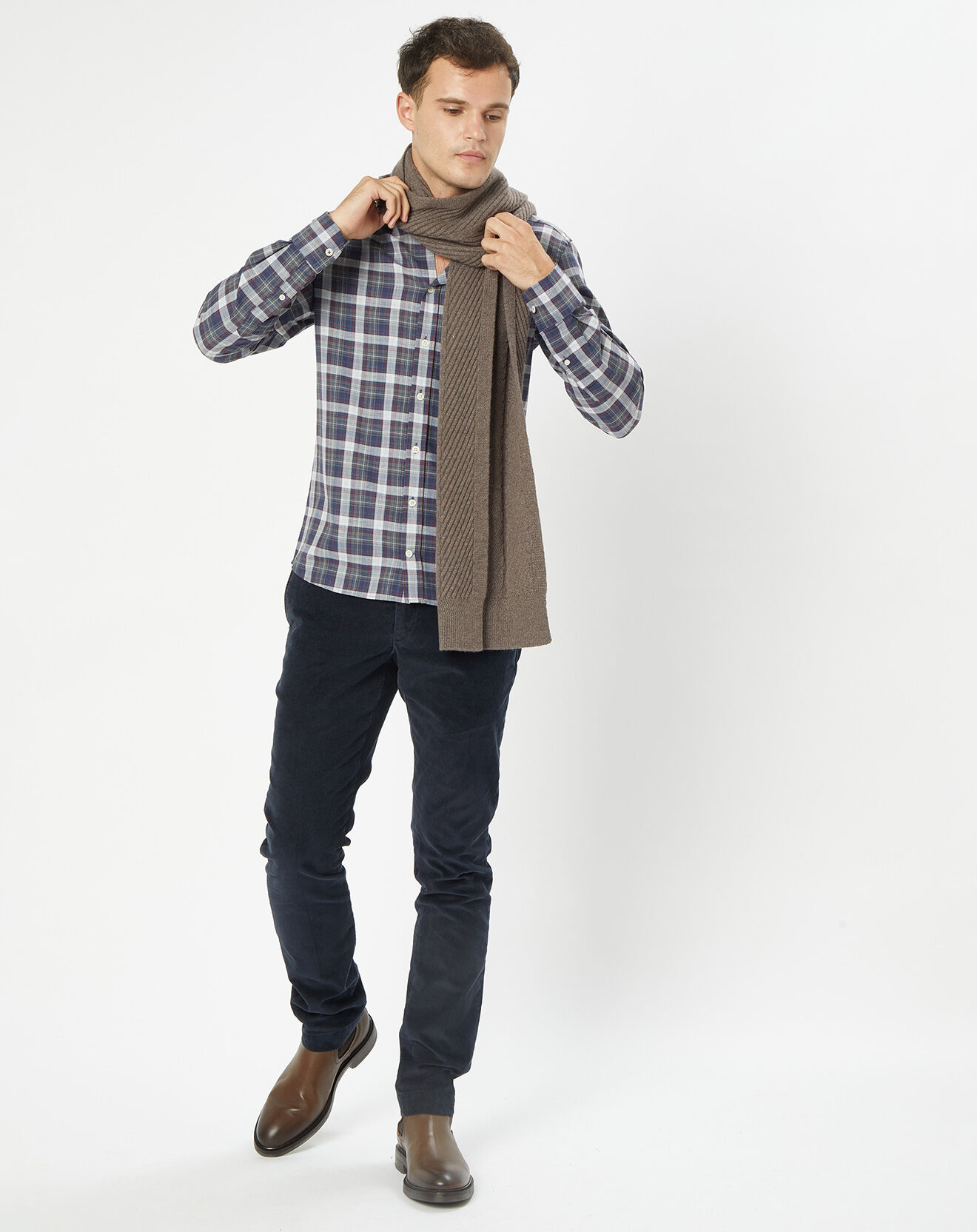 Hackett London Chemise Slim Fit Moy à carreaux gris/bleu/rouge